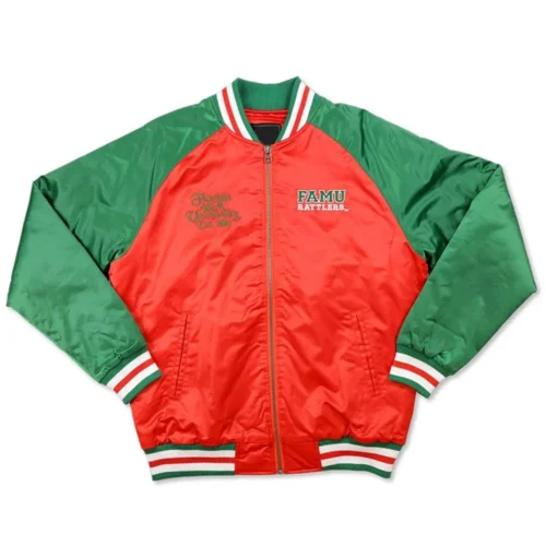 Florida A&M Rattlers Orange/Green Satin Varsity Jacket