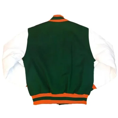 Alternative view of Florida A&M Rattlers Green/White Wool & Leather Varsity Jacket