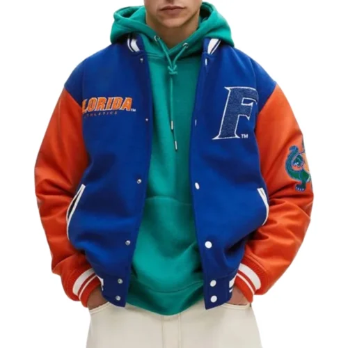 Florida Gators Blue/Orange Letterman Wool & Leather Varsity Jacket