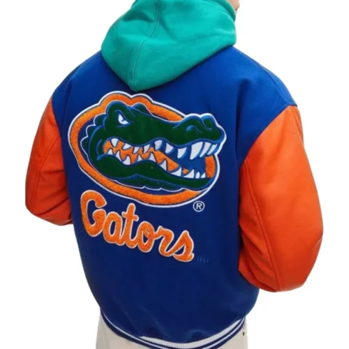 Alternative view of Florida Gators Blue/Orange Letterman Wool & Leather Varsity Jacket
