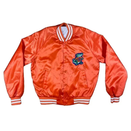 Florida Gators Vintage Embroidered Orange Satin Varsity Jacket