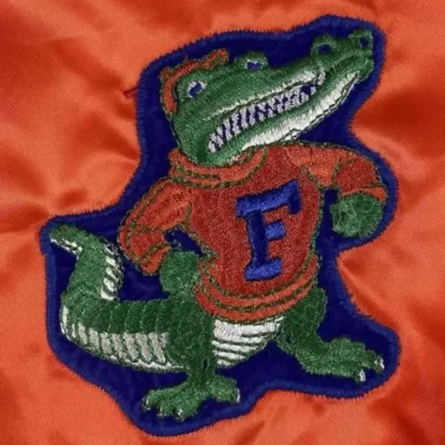 Florida Gators Vintage Embroidered Orange Satin Varsity Jacket - Image 3
