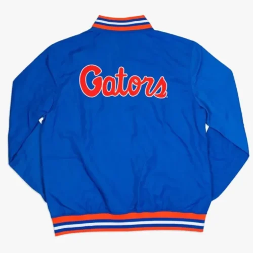 Alternative view of Florida Gators Retro Bomber Blue Satin Varsity Jacket