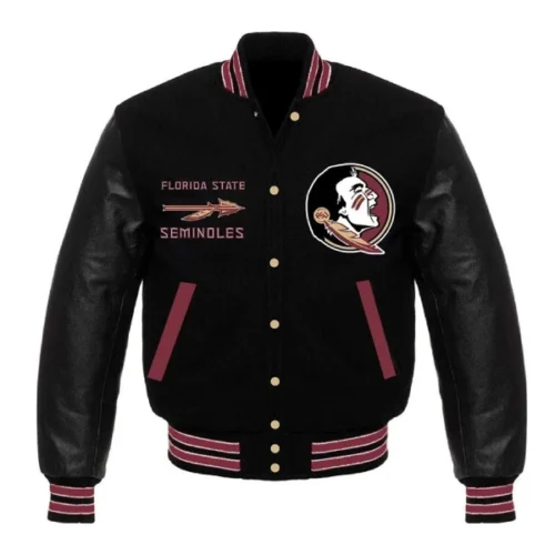 Florida State Seminoles Black Wool & leather Varsity Jacket