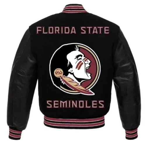 Alternative view of Florida State Seminoles Black Wool & leather Varsity Jacket