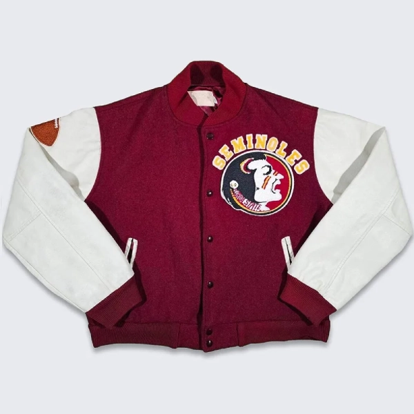 Florida State Seminoles Vintage Burgundy/White Wool Varsity Jacket