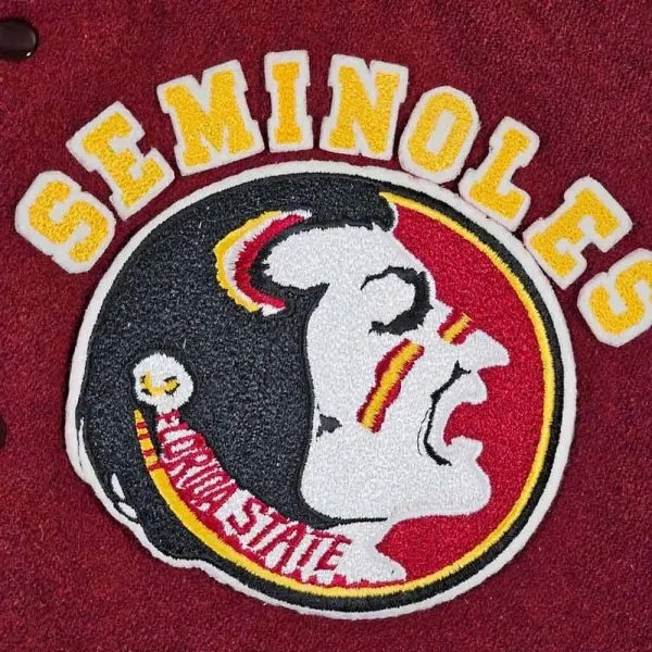 Florida State Seminoles Vintage Burgundy/White Wool Varsity Jacket - Image 4