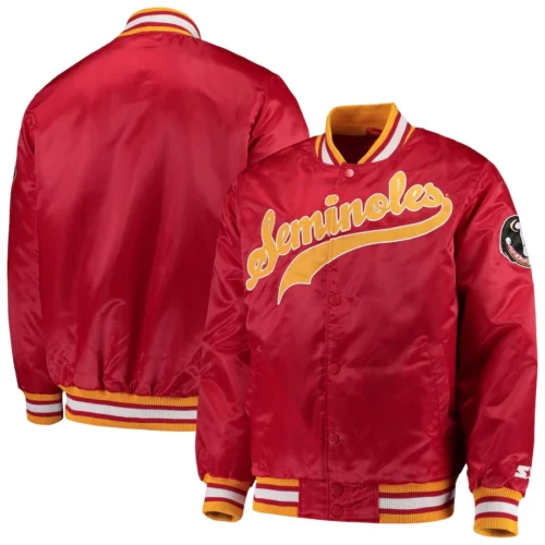 Alternative view of Florida State Seminoles O-Line Red Satin Varsity Jacket