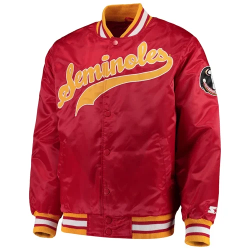 Florida State Seminoles O-Line Red Satin Varsity Jacket