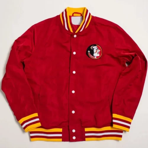 Florida State Seminoles Script Red Satin Bomber Varsity Jacket
