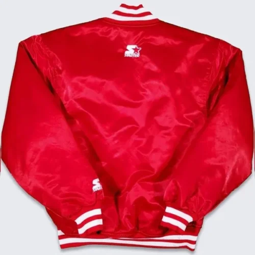 Alternative view of Fresno State Bulldogs Red Satin Varsity Jacket