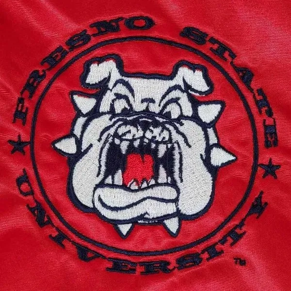 Fresno State Bulldogs Red Satin Varsity Jacket - Image 3