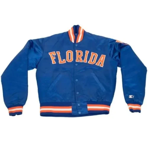 Florida Gators Bomber Blue Satin Varsity Jacket