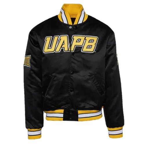 Arkansas Pine Bluff Golden Lions Remix Black Satin Varsity Jacket