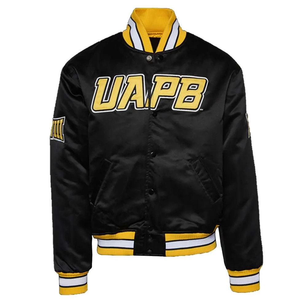 Arkansas Pine Bluff Golden Lions Remix Black Satin Varsity Jacket