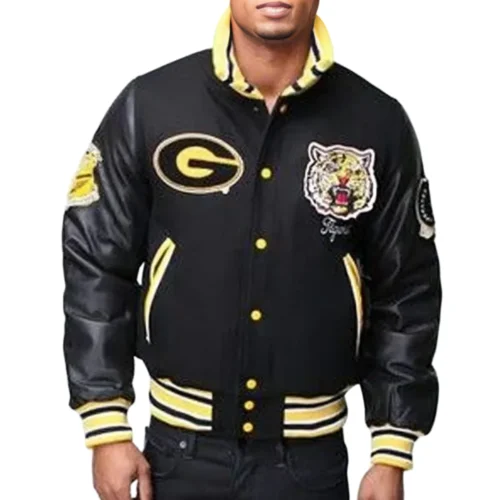 Grambling State Tigers Black Wool & Leather Varsity Jacket