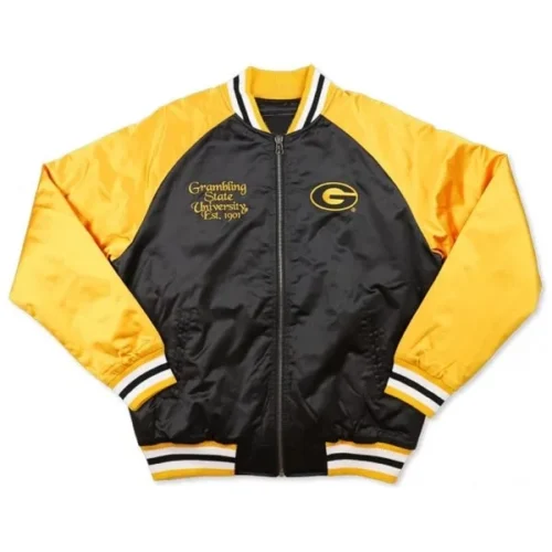 Grambling State Tigers Black/Yellow Satin Varsity Jacket