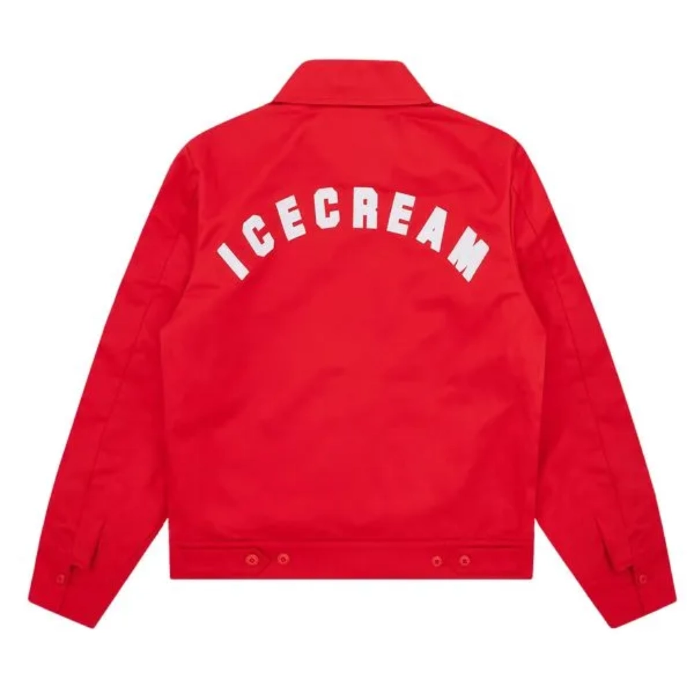 Ice Cream Work Red Satin Varsity Jacket - Image 2