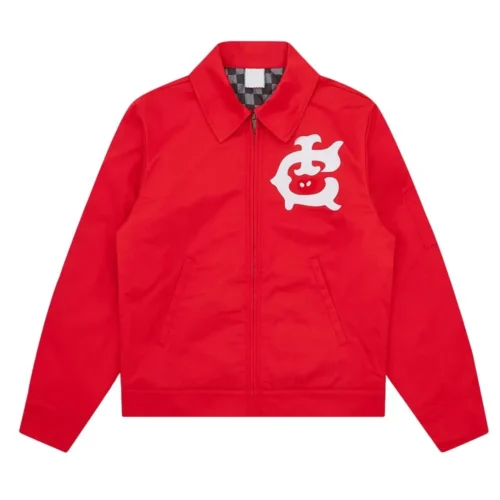 Ice Cream Work Red Satin Varsity Jacket