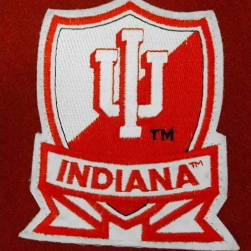 Indiana Hoosiers Vintage 80’s Red/White Wool & Leather Varsity Jacket - Image 3