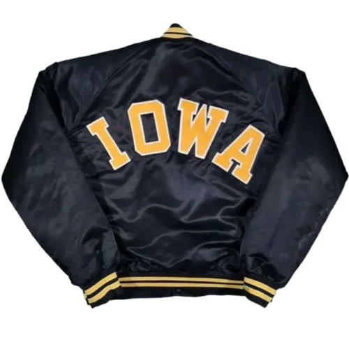 Alternative view of Iowa Hawkeyes Vintage Black Satin Varsity Jacket