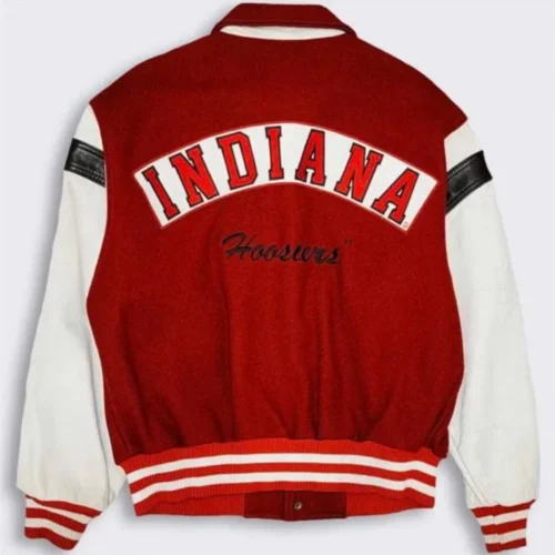 Alternative view of Indiana Hoosiers Vintage 80’s Red/White Wool & Leather Varsity Jacket