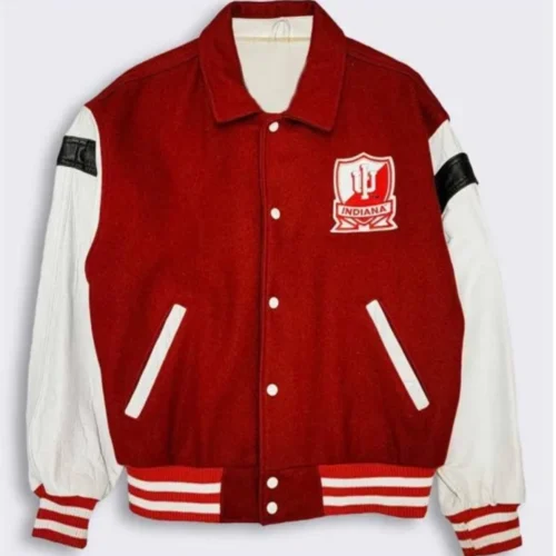 Indiana Hoosiers Vintage 80’s Red/White Wool & Leather Varsity Jacket
