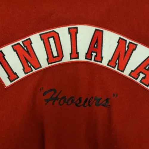 Indiana Hoosiers Vintage 80’s Red/White Wool & Leather Varsity Jacket - Image 4
