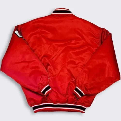 Alternative view of Indiana Hoosiers 90’s Bomber Red Satin Varsity Jacket