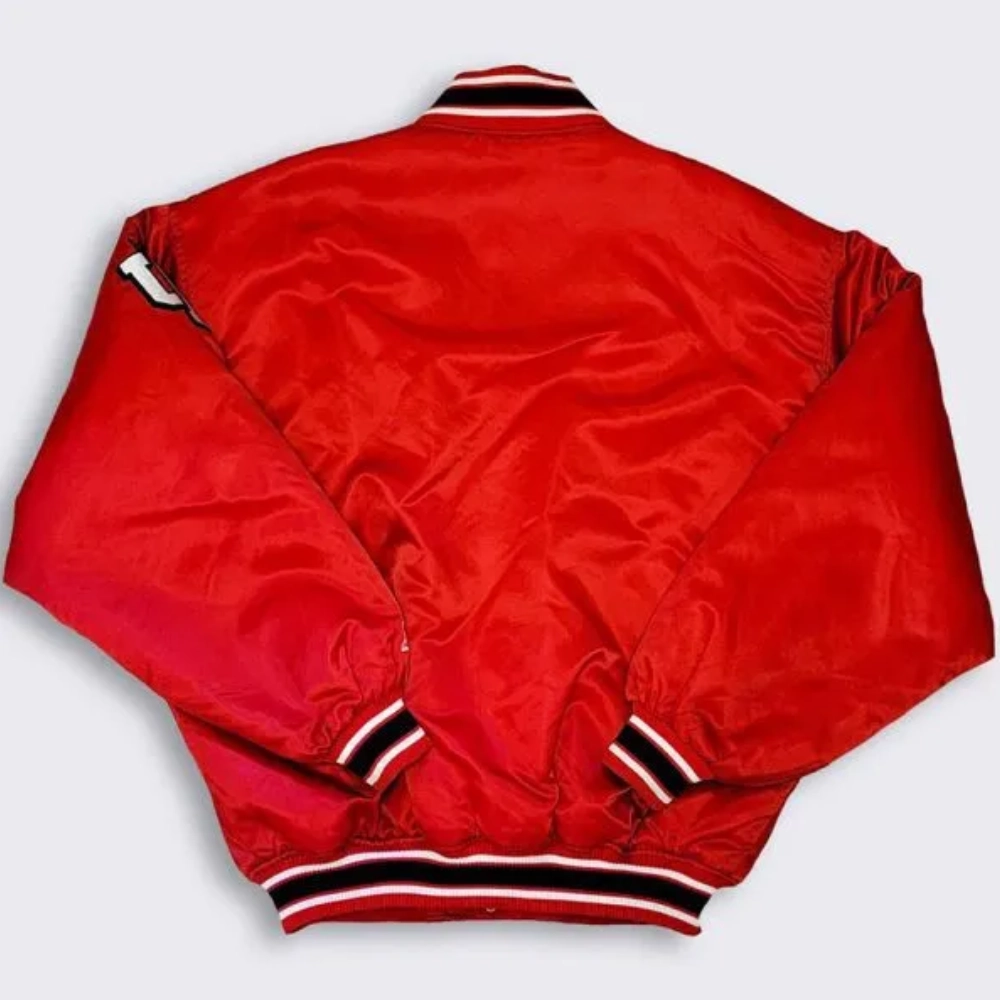 Indiana Hoosiers 90’s Bomber Red Satin Varsity Jacket - Image 2