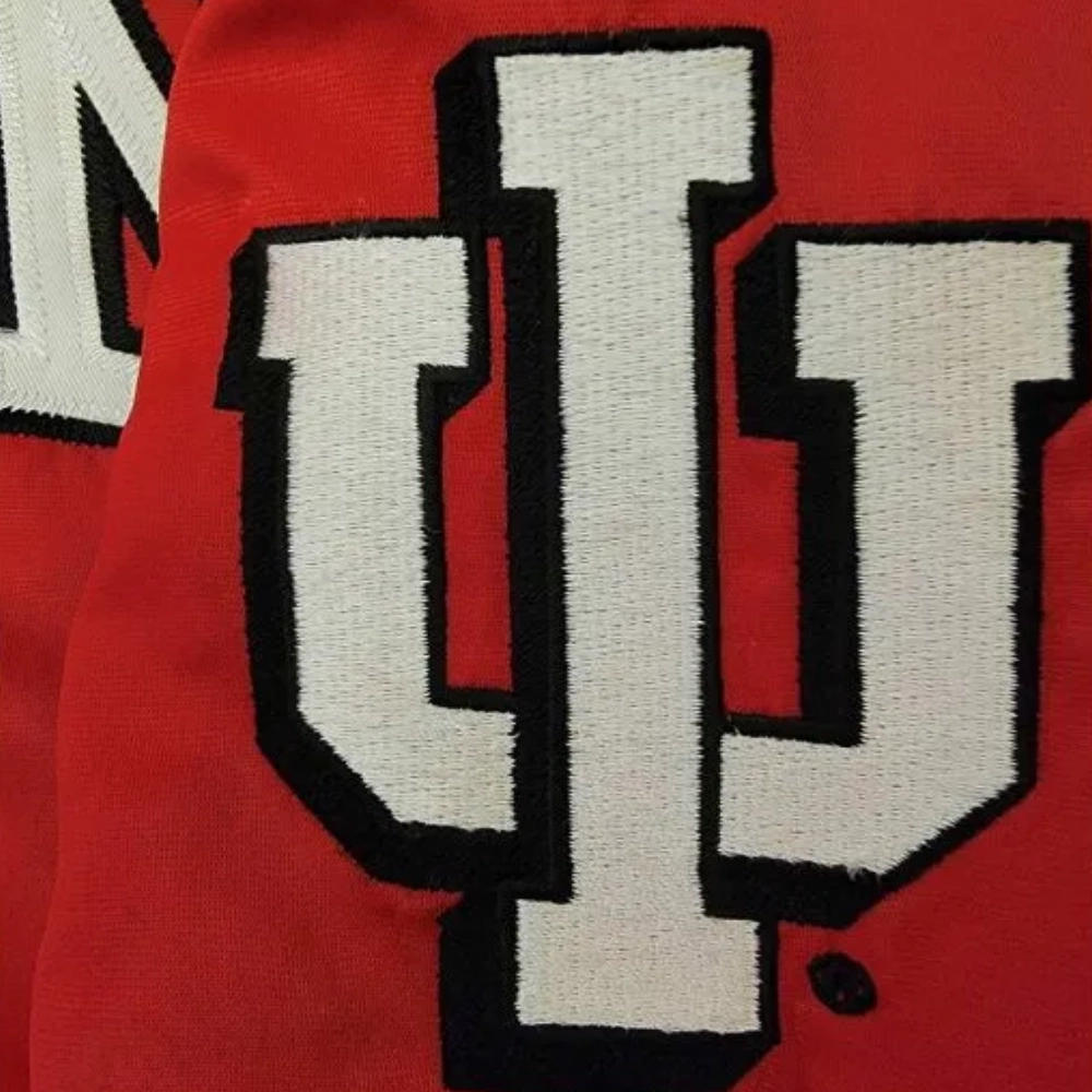 Indiana Hoosiers 90’s Bomber Red Satin Varsity Jacket - Image 3