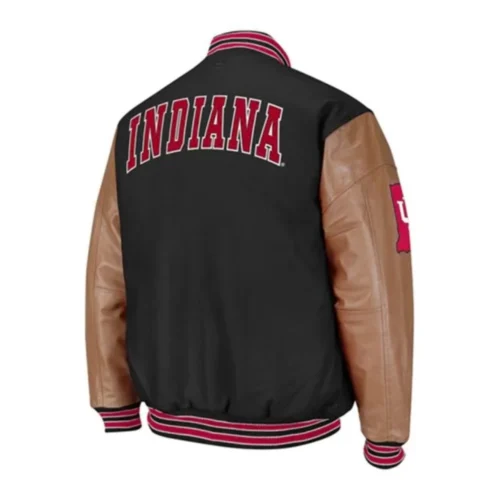 Alternative view of Indiana Hoosiers Colosseum Letterman Wool & Leather Varsity Jacket