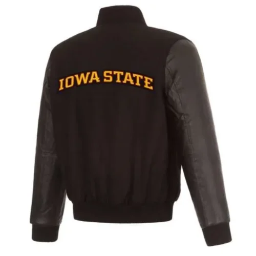 Alternative view of Iowa Hawkeyes One Color Black Wool & Leather Varsity Jacket