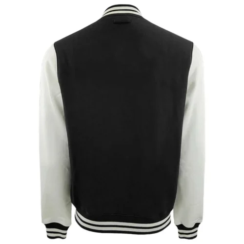 Alternative view of Iowa Hawkeyes Letterman Black/White Wool & Leather Varsity Jacket