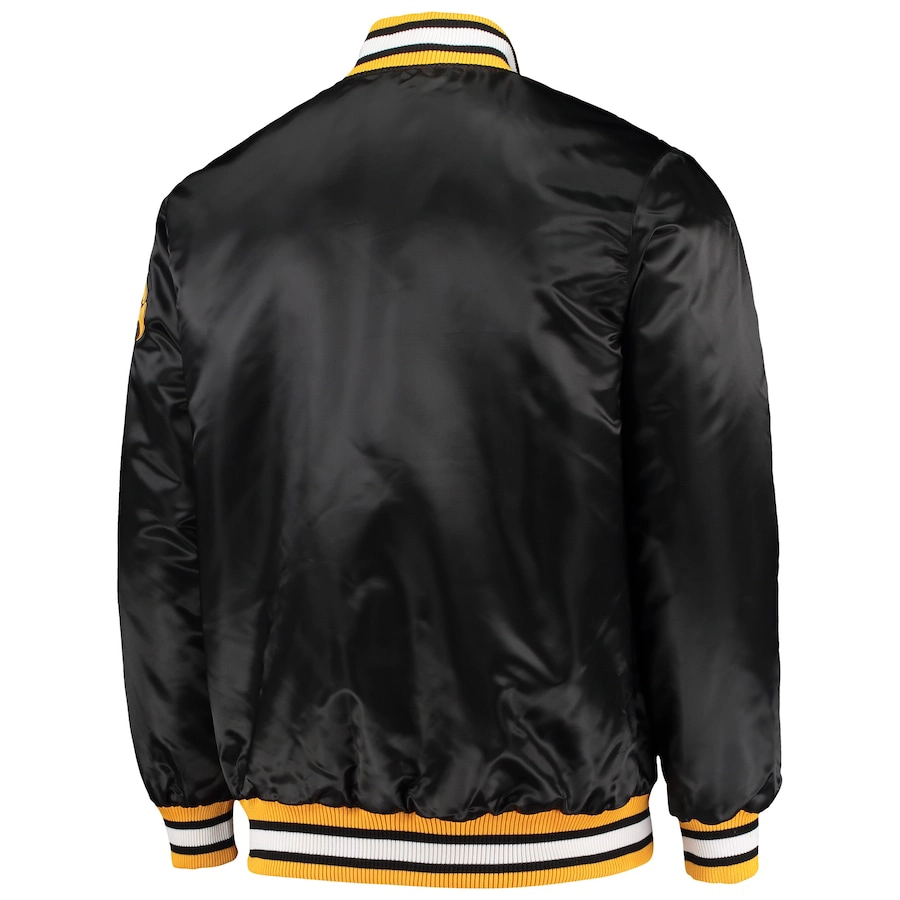 Iowa Hawkeyes O-Line Black Satin Varsity Jacket - Image 2