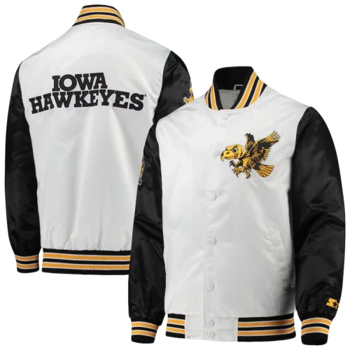 Alternative view of Iowa Hawkeyes The Legend White/Black Satin Varsity Jacket
