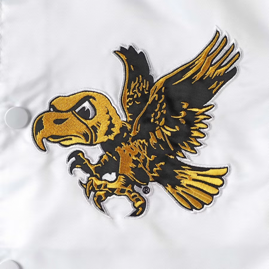 Iowa Hawkeyes The Legend White/Black Satin Varsity Jacket - Image 4