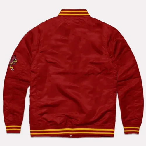 Alternative view of Iowa State Cyclones Burgundy Satin Bomber Varsity Jacket