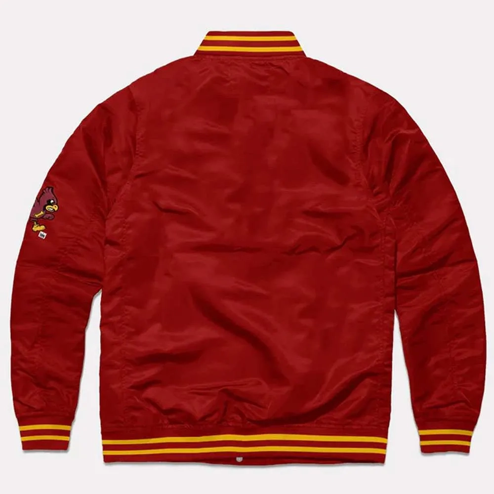 Iowa State Cyclones Burgundy Satin Bomber Varsity Jacket - Image 2