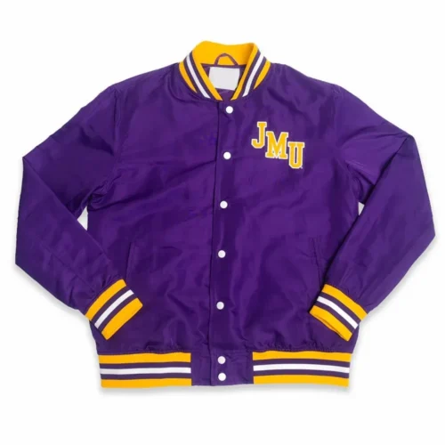 James Madison Dukes Script Purple Satin Bomber Varsity Jacket