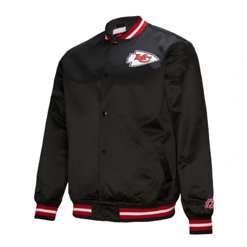 Kansas City Chiefs Double Down Black Satin Varsity Jacket