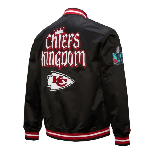 Alternative view of Kansas City Chiefs Double Down Black Satin Varsity Jacket