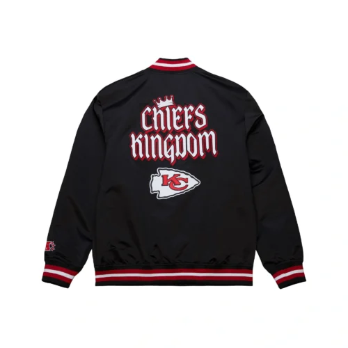 Kansas City Chiefs Double Down Black Satin Varsity Jacket - Image 4