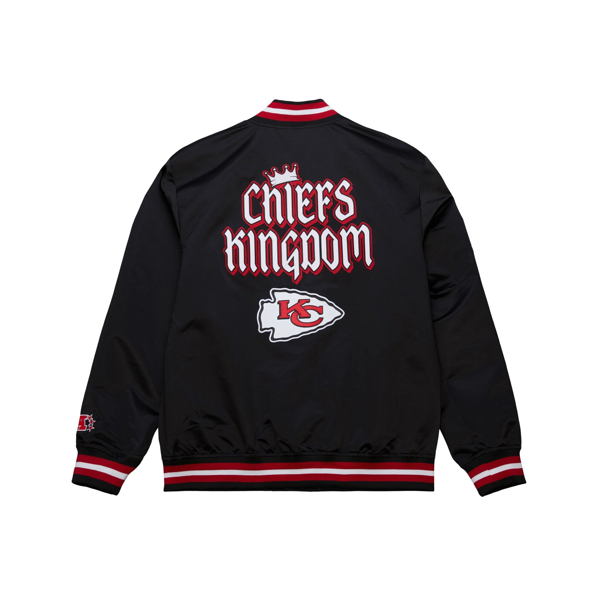 Kansas City Chiefs Double Down Black Satin Varsity Jacket - Image 4
