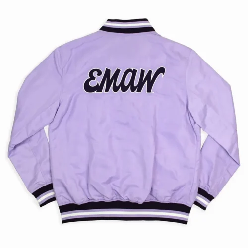 Alternative view of Kansas State Wildcats Script Retro Light Purple Bomber Varsity Jacket
