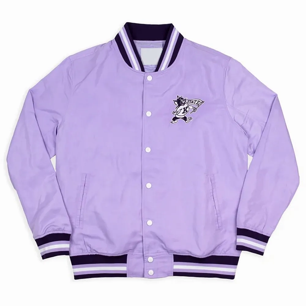 Kansas State Wildcats Script Retro Light Purple Bomber Varsity Jacket