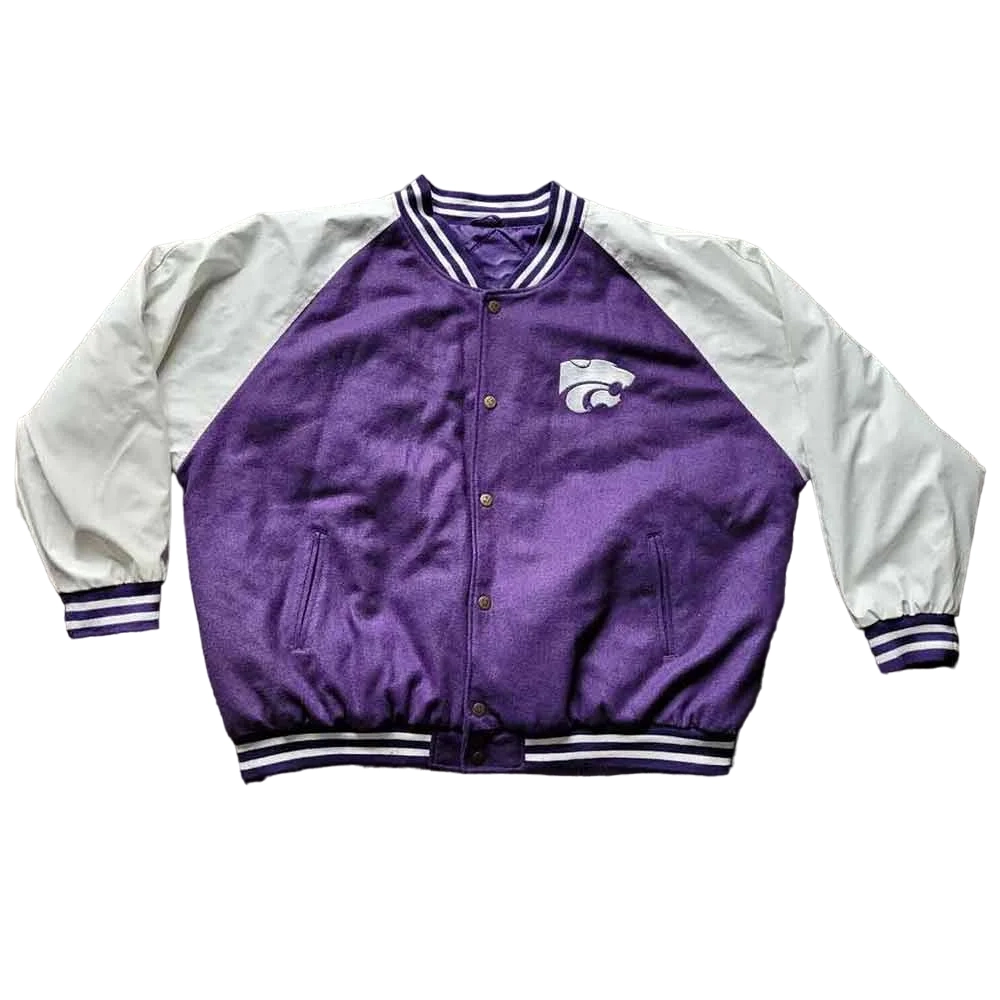 Kansas State Wildcats Vintage Purple/White Wool & Leather Varsity Jacket