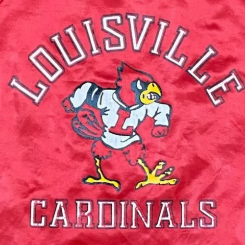 Louisville Cardinals Vintage Red Satin Varsity Jacket - Image 4