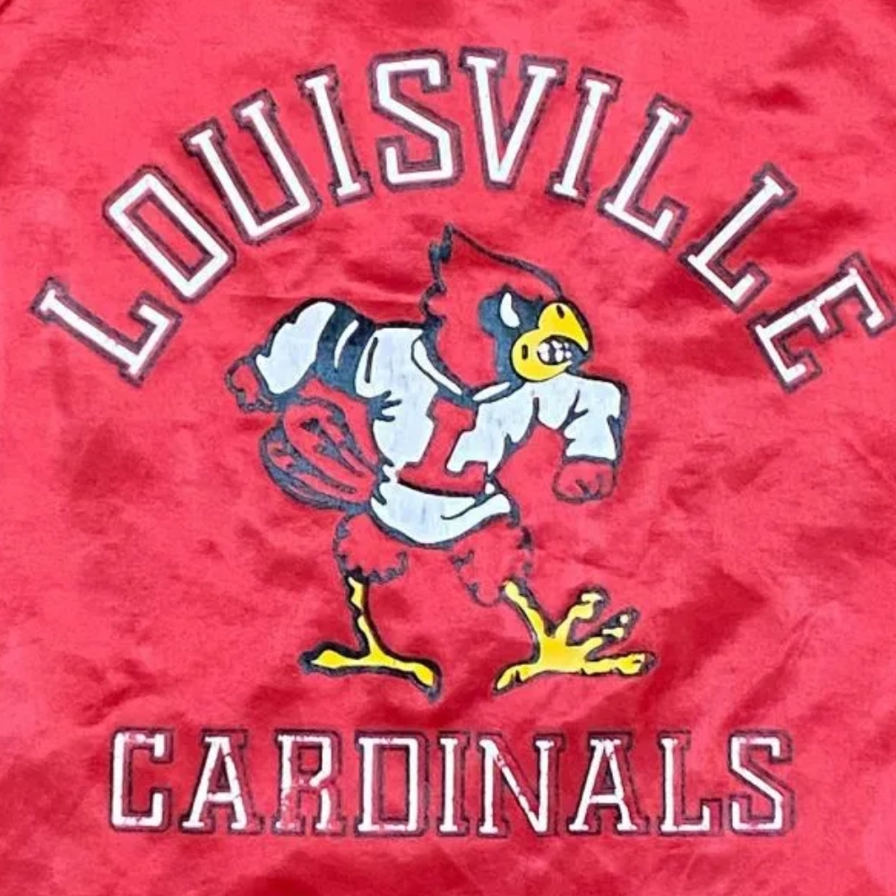 Louisville Cardinals Vintage Red Satin Varsity Jacket - Image 4