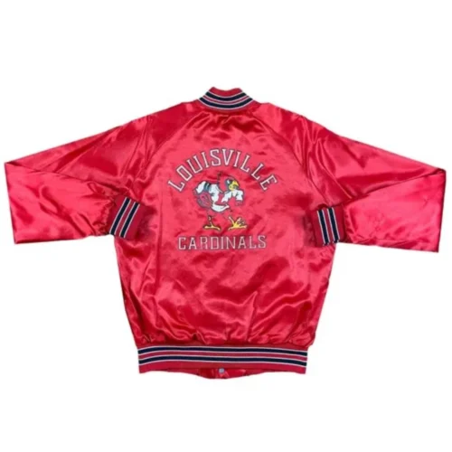Alternative view of Louisville Cardinals Vintage Red Satin Varsity Jacket